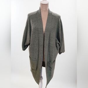 Maurices Mossy Green Open Short Sleeve Duster Cardigan Womans Medium Soft Med